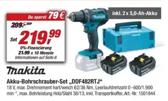 toom Baumarkt Makita Akku-Bohrschrauber-Set ,,DDF482RTJ" Angebot