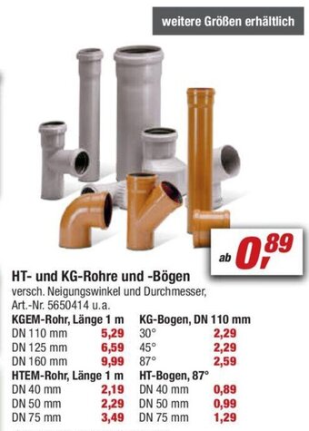 toom Baumarkt HT- und KG-Rohre und -Bögen Angebot
