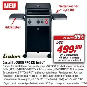 toom Baumarkt Enders Gasgrill ,,CUBIQ PRO KR Turbo" Angebot