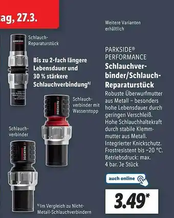 Lidl Parkside performance schlauchverbinder oder schlauch-reparaturstück Angebot