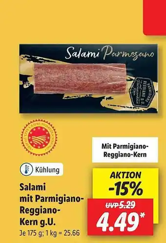 Lidl Salami mit parmigiano-reggiano-kern gu Angebot