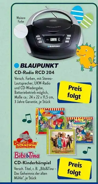 Aldi Süd Blaupunkt cd-radio rcd 204 oder bibi&tina cd-kinderhörspiel Angebot