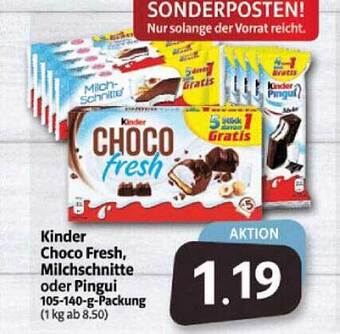 Markant Markt Kinder choco fresh, milchschnitte oder pingui Angebot