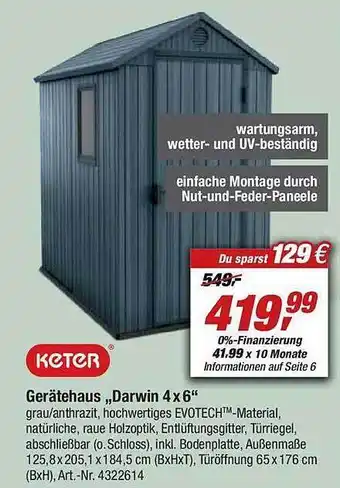 toom Baumarkt Keter gerätehaus „darwin 4 x 6“ Angebot