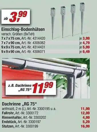 toom Baumarkt Einschlag-bodenhülsen oder dachrinne „rg 75“ Angebot