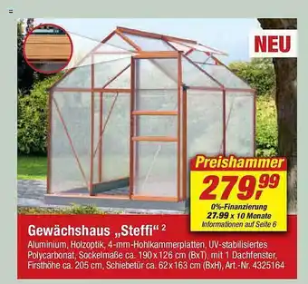 toom Baumarkt Gewächshaus „steffi“ Angebot