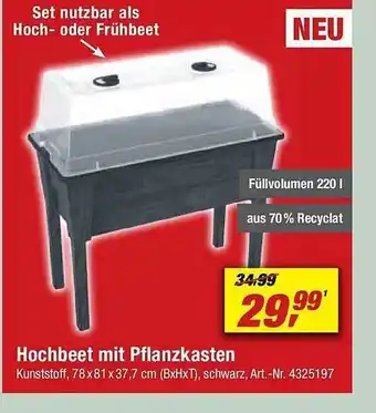 toom Baumarkt Hochbeet mit pflanzkasten Angebot