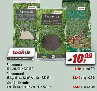 toom Baumarkt Toom rasenerde, rasensand oder vertikutiermix Angebot