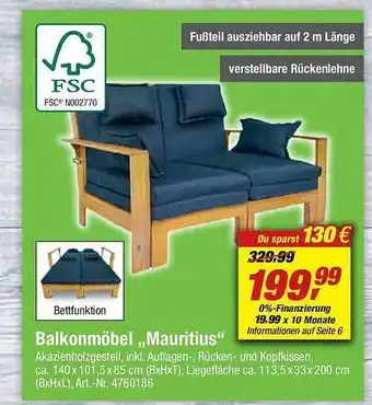 toom Baumarkt Balkonmöbel „mauritius“ Angebot