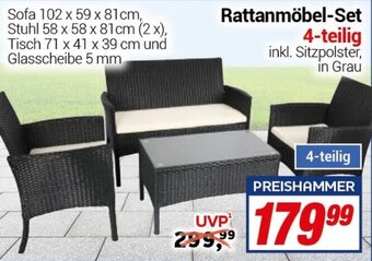 CENTERSHOP Rattanmöbel-Set 4-teilig Angebot