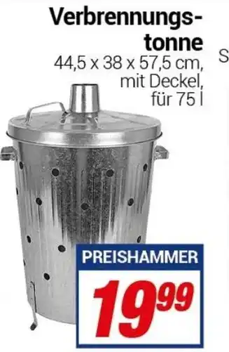 CENTERSHOP Verbrennungstonne 44,5 x 38 x 57,5 cm, 75 l Angebot