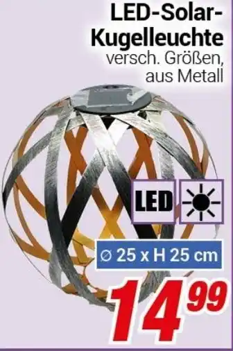 CENTERSHOP LED-Solar-Kugelleuchte Ø 25 x 25 cm Angebot