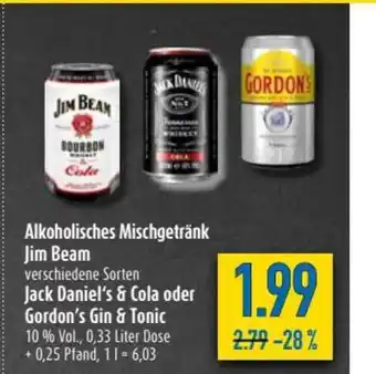 diska Alkoholisches  Mischgetränk Jim Beam Angebot