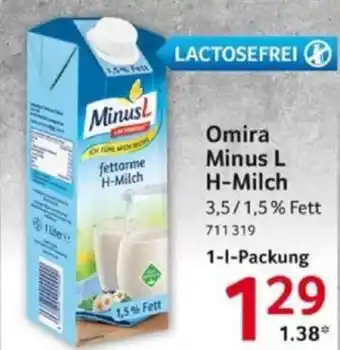 Selgros Omira Minus L H-Milch 1 l Packung Angebot