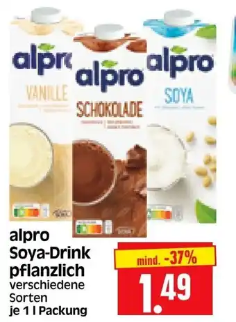 Edeka Herkules Alpro Soya-Drink pflanzlich je 1 l Packung Angebot