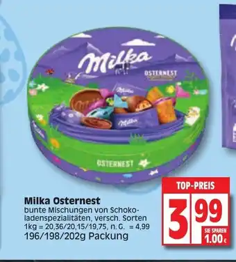 Edeka Milka Osternest 196/198/202 g Packung Angebot