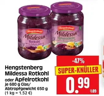 Edeka Herkules Hengstenberg Mildessa Rotkohl oder Apfelrotkohl 680 g Glas/Abtropfgewicht 650 g Angebot