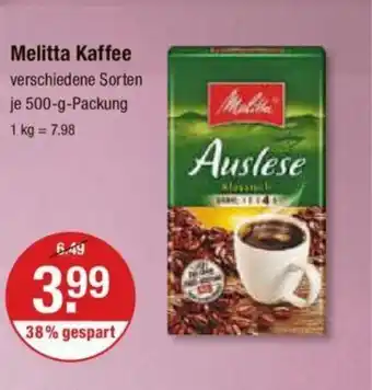 V Markt Melitta Kaffee 500 g Angebot