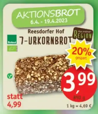 Erdkorn Biomarkt Reesdorfer Hof 7-Urkornbrot 850g Angebot