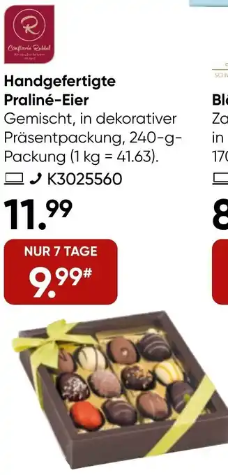 Galeria Confiserie Rabbel Handgefertigte Praliné-Eier 240-g-Packung Angebot