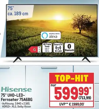 METRO Hisense UHD-LED-Fernseher 75" 75A6BG Angebot