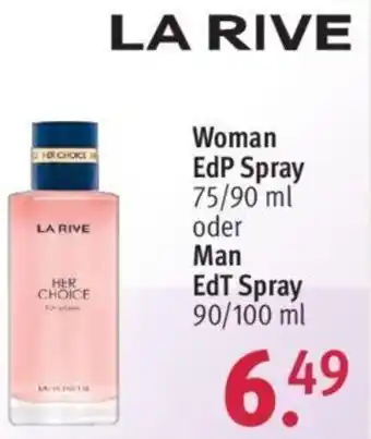 Rossmann La Rive Woman EdP Spray 75/90 ml oder Man EdT Spray 90/100 ml Angebot