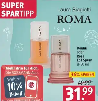 Rossmann Laura Biagiotti Roma Donna oder Rosa EdT Spray 50 ml Angebot