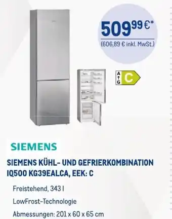 METRO Siemens Kühl- Und Gefrierkombination IQ500 KG39EALCA 201x60x65 cm Angebot