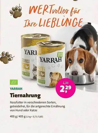 Aleco Biomarkt Yarrah tiernahrung Angebot