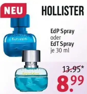 Rossmann Hollister EdP Spray oder EdT Spray 30 ml Angebot