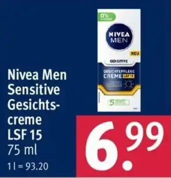Rossmann Nivea Men Sensitive Gesichtscreme LSF 15, 75 ml Angebot