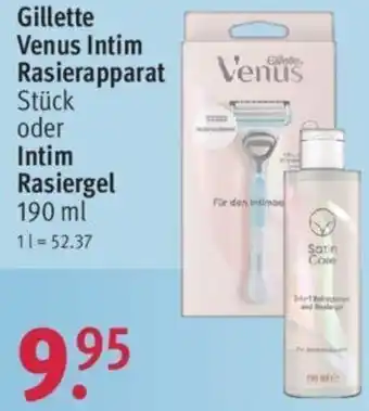 Rossmann Gillette Venus Intim Rasierapparat oder Intim Rasiergel 190 ml Angebot