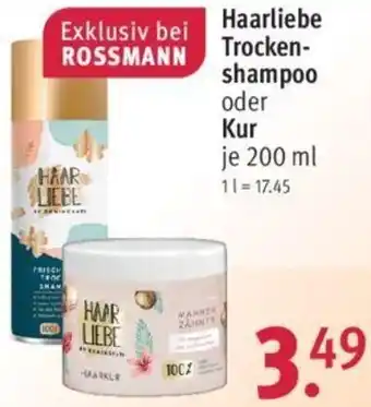 Rossmann Haarliebe Trockenshampoo oder Kur 200 ml Angebot