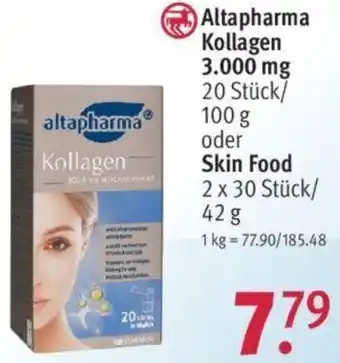 Rossmann Altapharma Kollagen 3.000 mg 20 Stück/100 g oder Skin Food 2x30 Stück/42 g Angebot