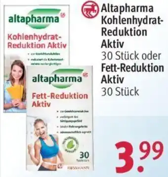 Rossmann Altapharma Kohlenhydrat Reduktion Aktiv 30 Stück oder Fett Reduktion Aktiv 30 Stück Angebot