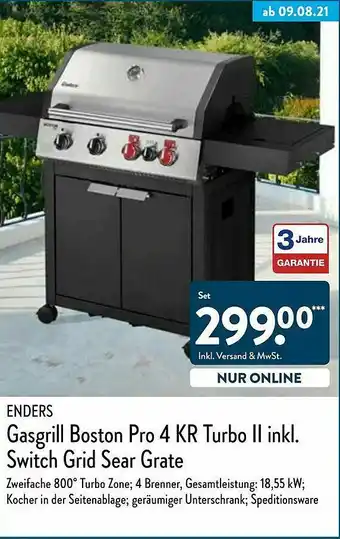 Aldi Nord Enders Gasgrill Boston Pro 4 Kr Turbo II Inkl. Switch Grid Sear Grate Angebot