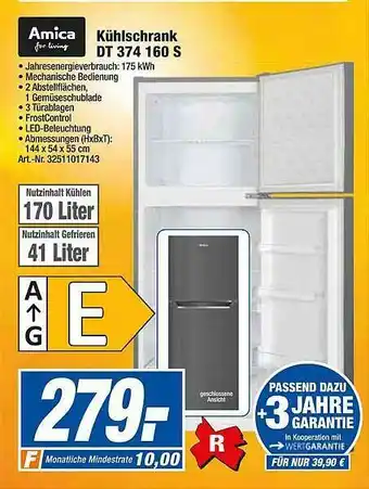 expert Techno Land Amica Kühlschrank Dt374160s Angebot