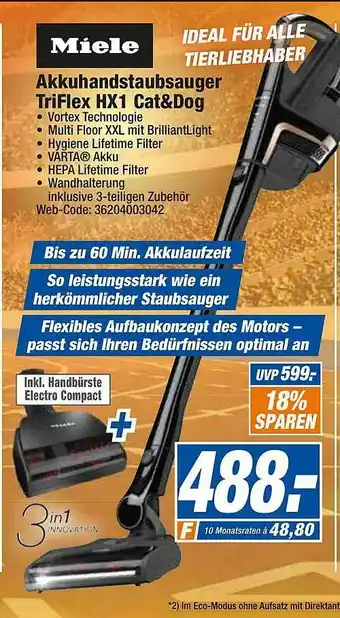 expert Octomedia Miele Akkuhandstaubsauger Triflex Hx1 Cat & Dog Angebot