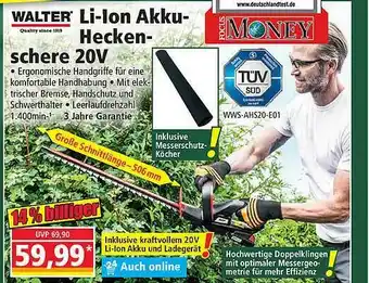 Norma Walter Li-ion Akku-heckenschere 20v Angebot