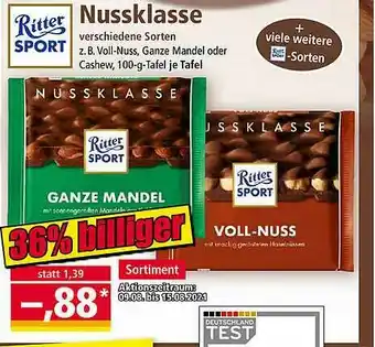 Norma Ritter Sport Nussklasse Angebot