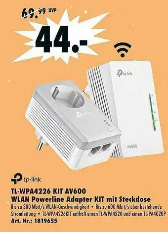 Saturn Tp-link Tl-wpa4226 Kit Av600 Wlan Powerline Adapter Kit Mit Steckdose Angebot