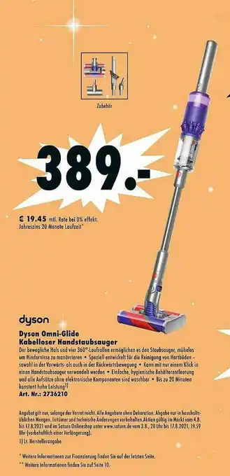 Saturn Dyson Omni-glide Kabelloser Handstaubsauger Angebot