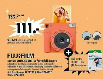 Saturn Fujifilm Instax Square Sq1 Sofortbildkamera Angebot