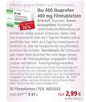 Apotal Lbu 400 Lbuprofen 400 Mg Filmtabletten Angebot