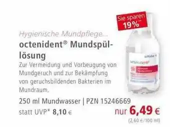 Apotal Hygienische Mundpflege Octenident Mundspüllösung Angebot