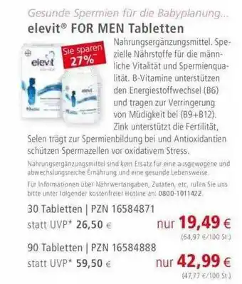 Apotal Elevit For Men Tabletten Angebot