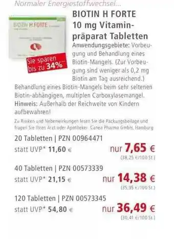 Apotal Biotin H Forte 10 Mg Vitami Präparat Tabletten Angebot