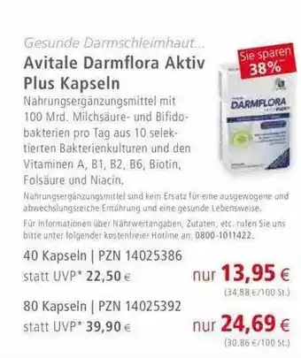 Apotal Avitale Darmflora Aktiv Plus Kapseln Angebot