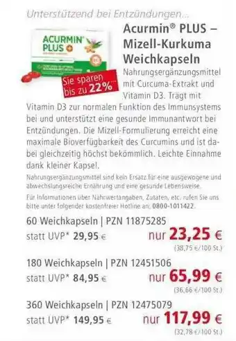 Apotal Acurmin Plus Mizell Kurkuma Weichkapseln Angebot