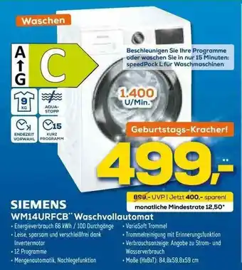 Euronics XXL Siemens Wm14urfcb Waschvollautomat Angebot